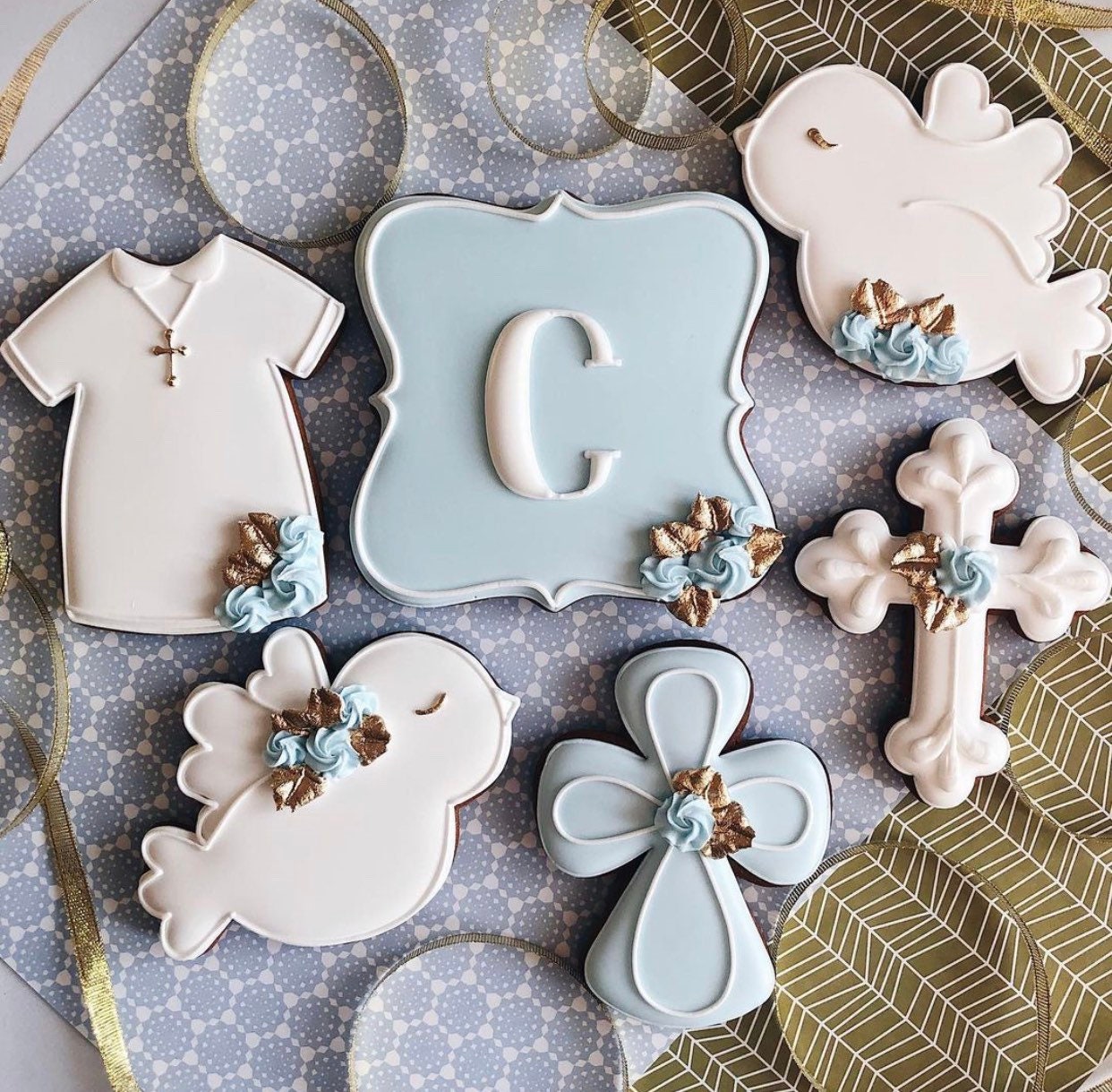 12pcs Decorated Sugar Cookies for Baptism Baby Boy Baptism Etsy