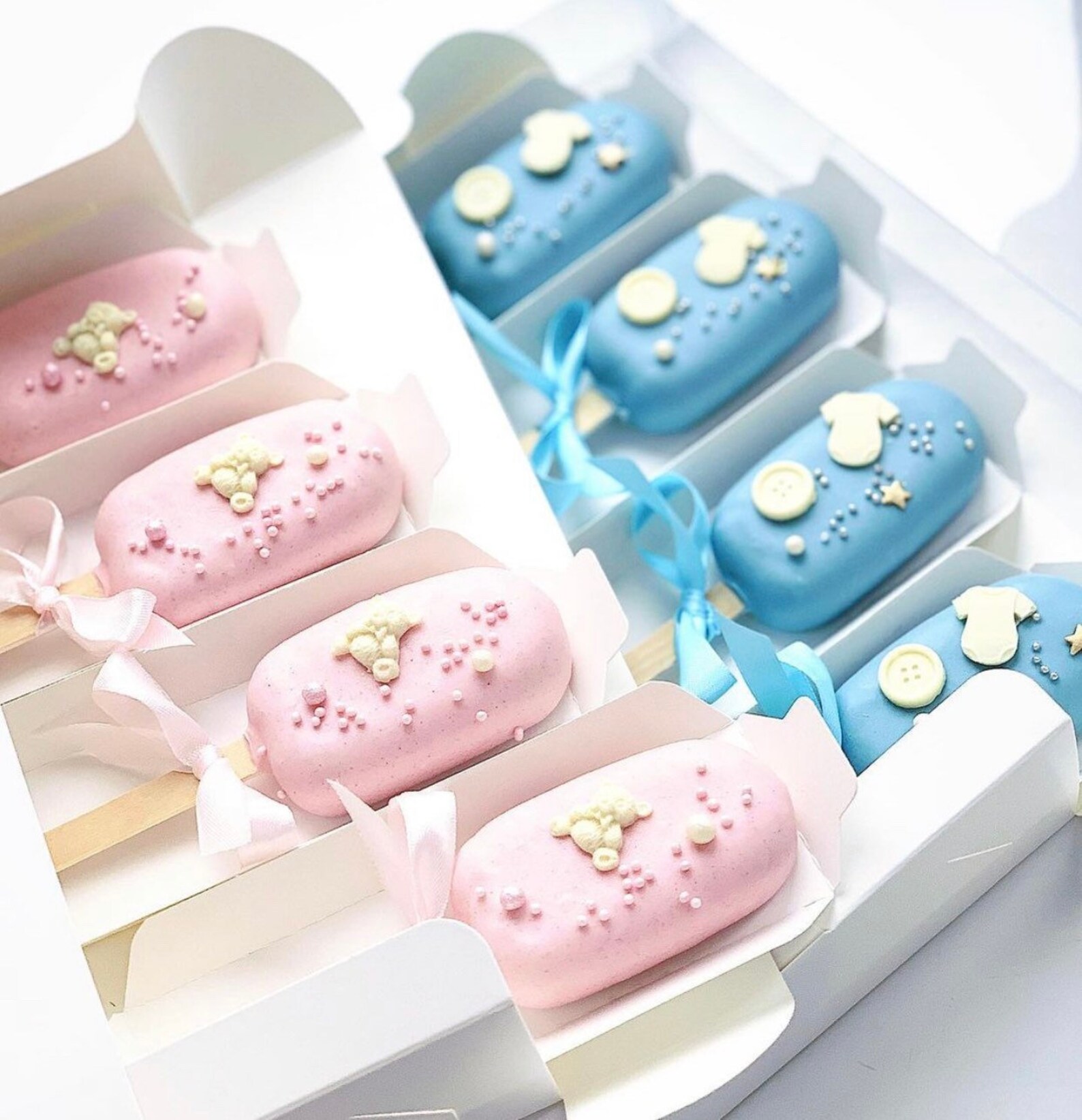 12pcs Gender Reveal Cakesicles Baby Shower Cake Pops Baby Boy Etsy