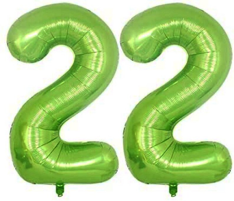 40\u201d Number 22 Metallic Lime Green Balloon Giant Balloon Birthday Balloons Birthday Decorations Party Foil Balloons 22nd birthday Dino Safari