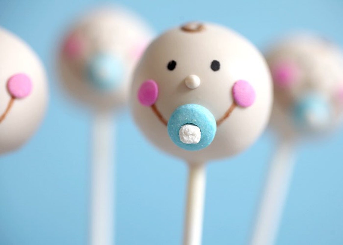 12 Cake Pops Decorated Baby Boy Cake Pops Baby Shower Theme Etsy