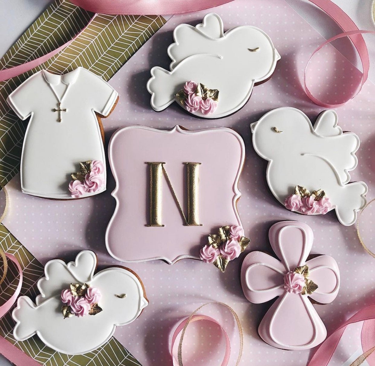 12pcs Decorated Sugar Cookies Baptism Cookies Baby Girl Etsy