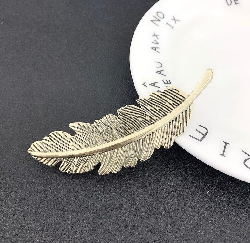 Hair Clip Vintage exaggerated metal feather Hair Accessories Etsy