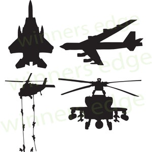 Military Aircraft Silhouettes - digital download
