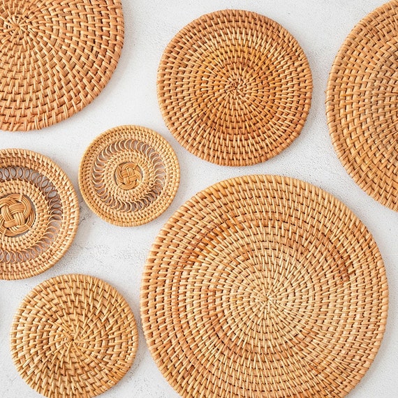 Handmade Rattan Round Heat Resistant PlacematsCoasters Etsy