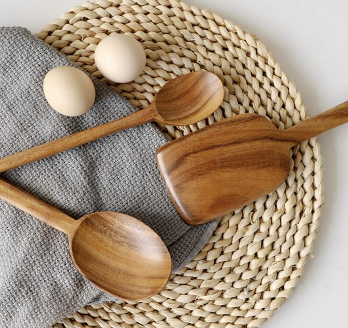 Teak Natural Wood Spatula for Non Stick Pan Wooden Spatula Etsy