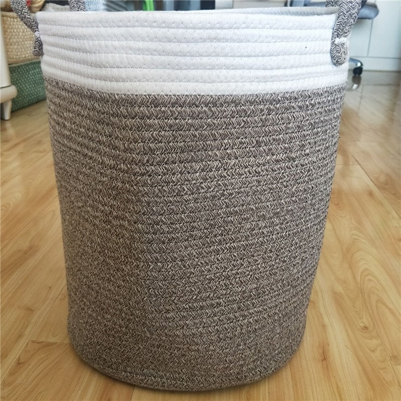 Cotton Woven Storage Basket Hand Woven Laundry Basket Etsy