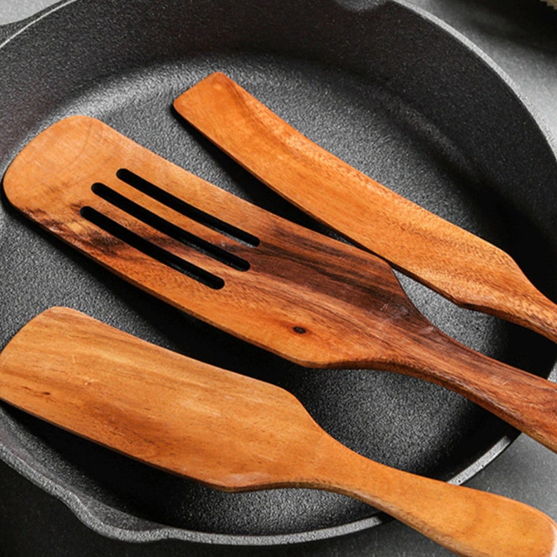 Teak Natural Wood Spatula for Non Stick Pan Wooden Spatula Etsy