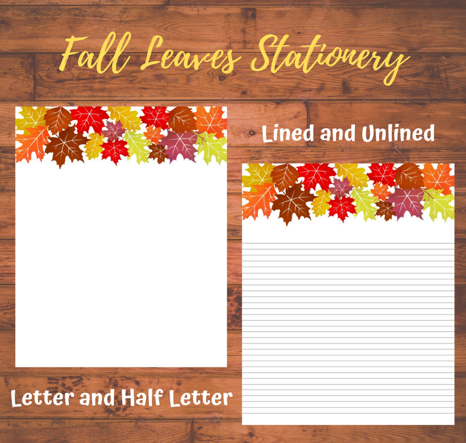 Fall Leaves Stationery Autumn Writing Paper Etsy