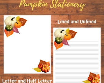 Autumn Pumpkins Stationery Fall Digital Writing Paper