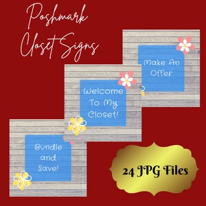 Poshmark Closet Signs &quot;Daisy with Wood Background&quot; 24 Signs