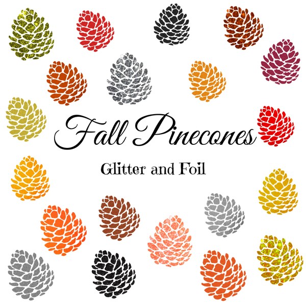 Paillettes et feuilles de pin Clipart, Couleurs d’automne Pommes de pin, Couleurs d’automne Clip Art