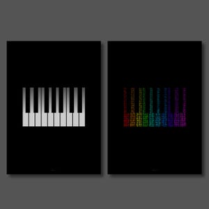 Digital Print: Piano Keys Wall Art Print Minimalist - Poster (2 Variations - Traditional & Rainbow)