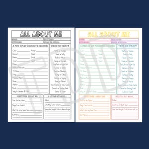 Digital Print: Simple All About Me- Children/Youth Survey, Get to Know you (Church/School/Social/Clubs/Events)