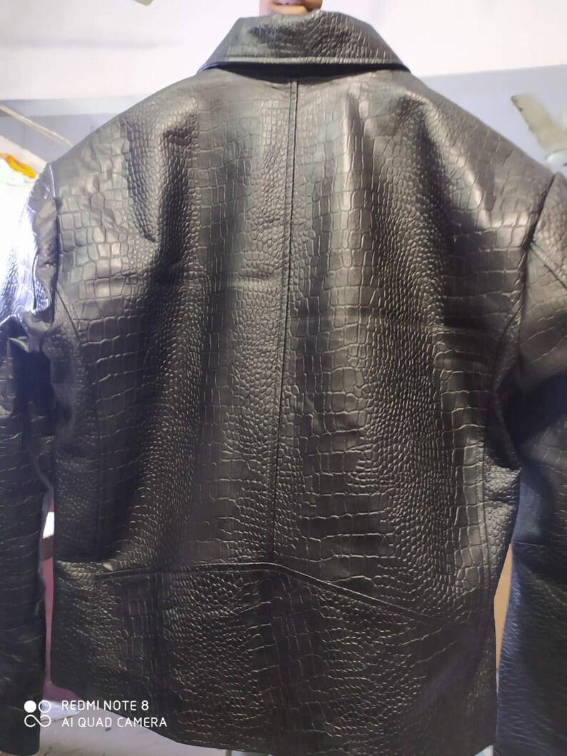 Alligator embossed leather jacket
