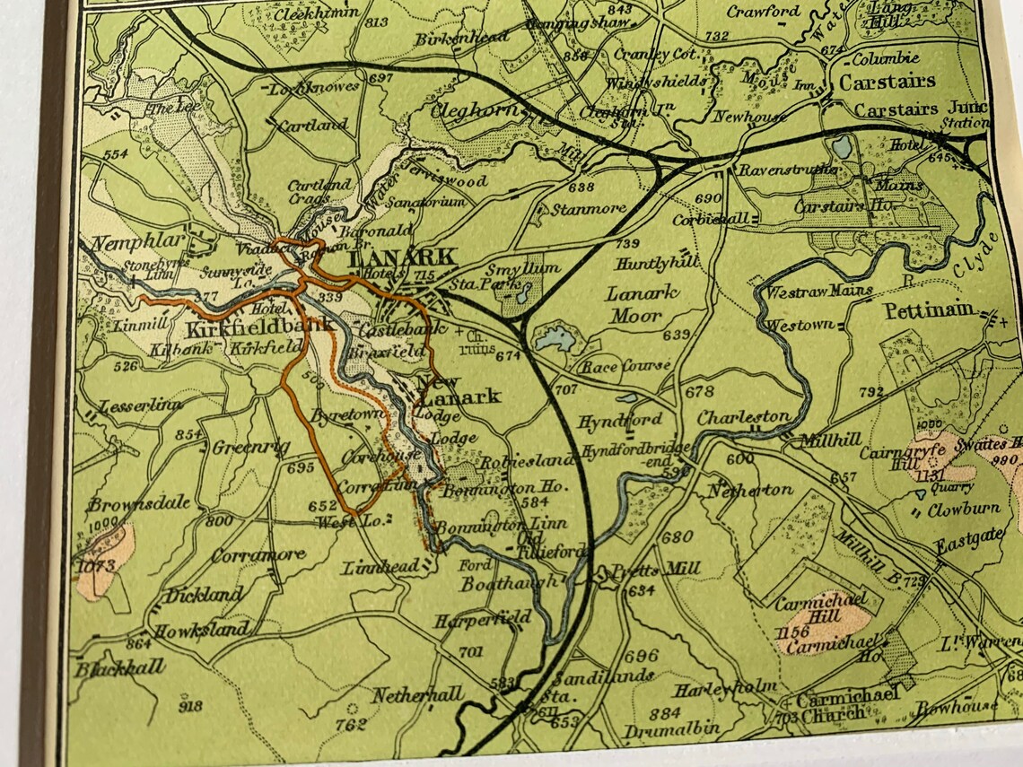 Lanark Galashiels & Melrose Scotland Original Antique Map Etsy
