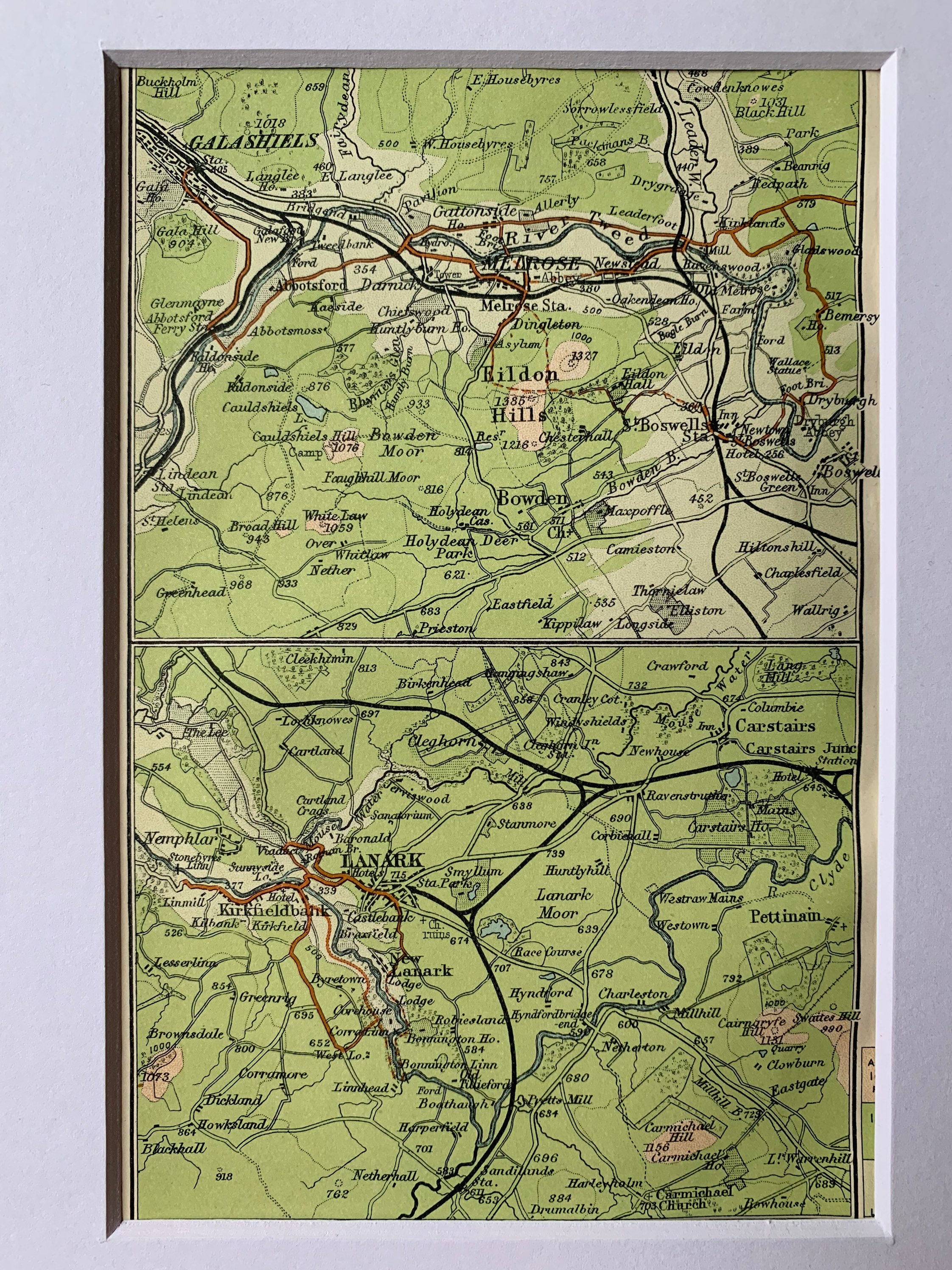 Lanark Galashiels & Melrose Scotland Original Antique Map Etsy