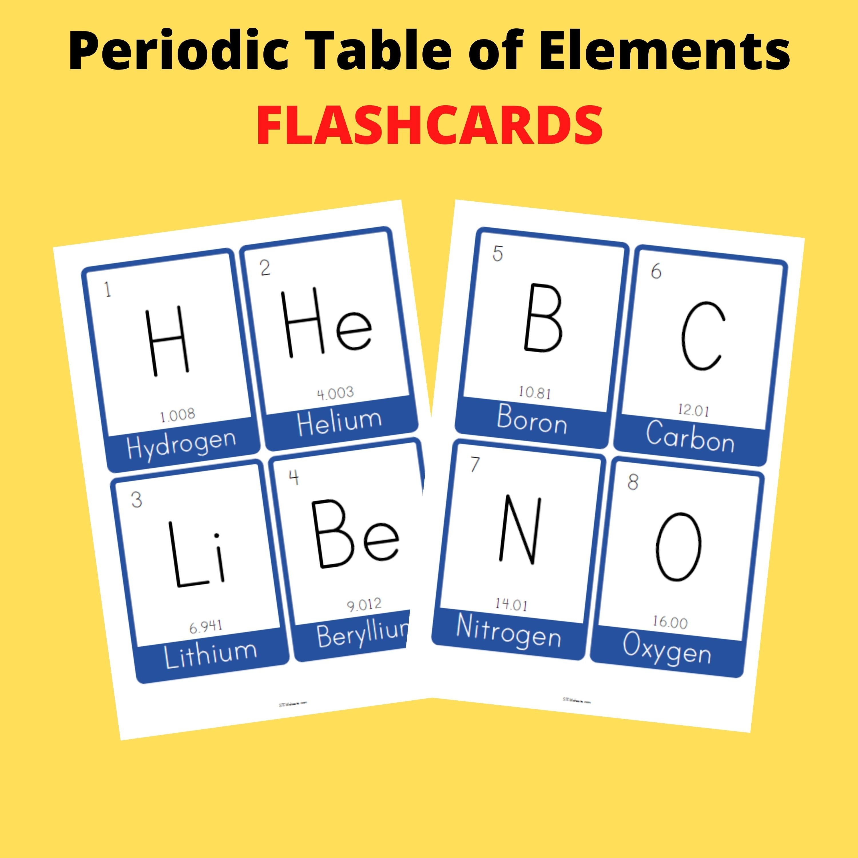 Printable Periodic Table Flash Cards Printable Templates