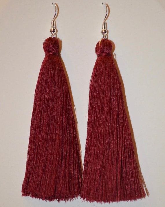 Maroon tassel best sale earrings