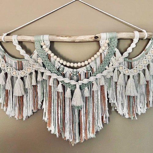 Large Macrame Wall Hanging Earth Tone Macrame Wall Hanging Etsy