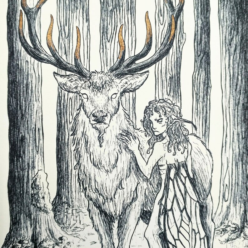 Print Deer and fairy image 2