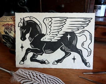 Linocut print - Pegasus