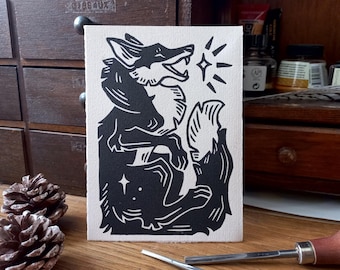 Linocut print - Original Star fox