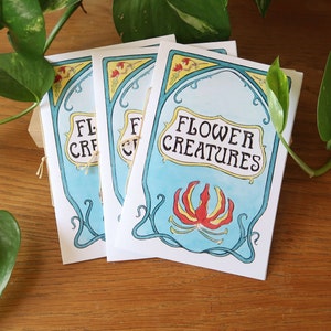 Illustrated Zine Flower creatures in art nouveau style A6 size image 4