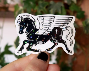 Sparkly Sticker - Linocut Pegasus