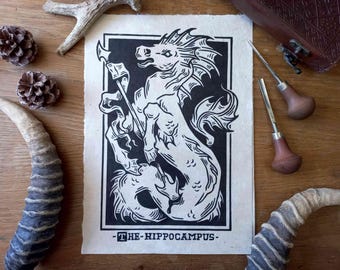 Linocut print - Original Hippocampus