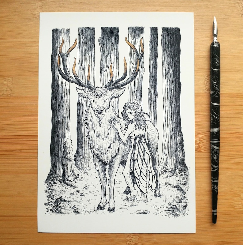 Print Deer and fairy image 3