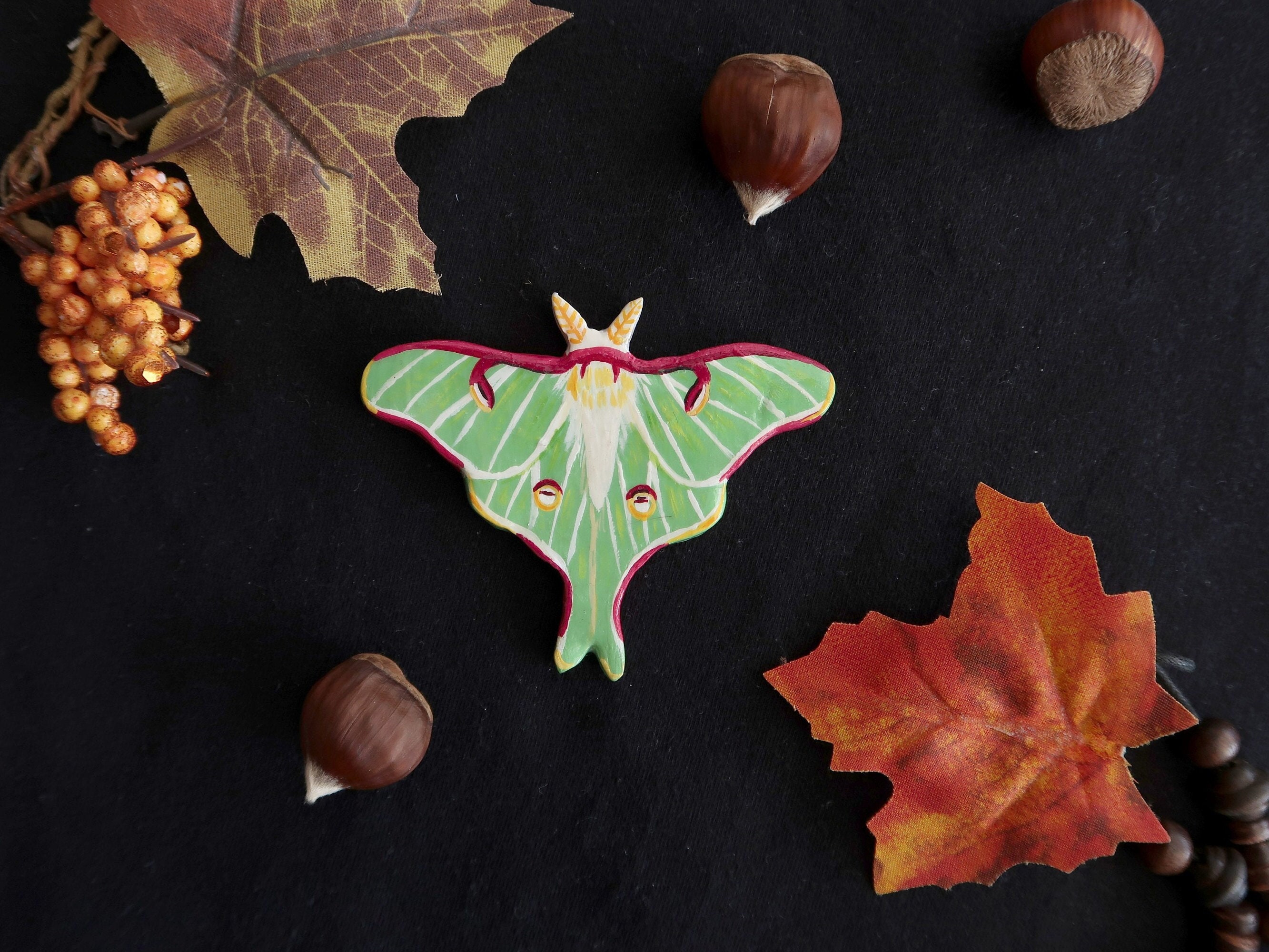 Aimants en Argile à Mites Faits La Main - Luna Moth