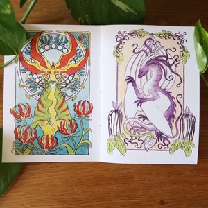 Illustrated Zine Flower creatures in art nouveau style A6 size image 3