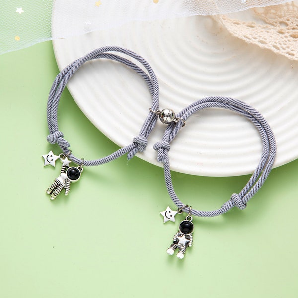 Astronaut Magnetic Star Couple Bracelets, Handmade Matching Bracelets, Friendship Bracelets, Couple Bracelet Set, Couple Jewelry