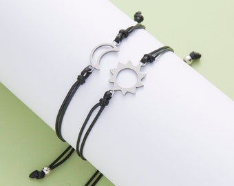 Sun Moon Couples Bracelet, Promise Bracelet Set, Matching Bracelets, Lover's Bracelet, Rope Bracelets, Cute Bracelet, Couple Jewelry Gift