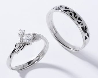 King & Queen 925 Silver Couple Rings, His Her Promise Rings, Men Women Matching Rings, Anniversary Rings, Lovers Rings, Valentine Gifts