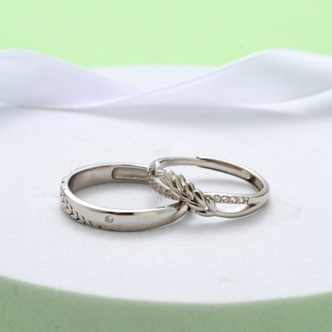 Romantic Beautiful 925 Sterling Silver Promise Wedding Rings For Couples - Couple  Rings