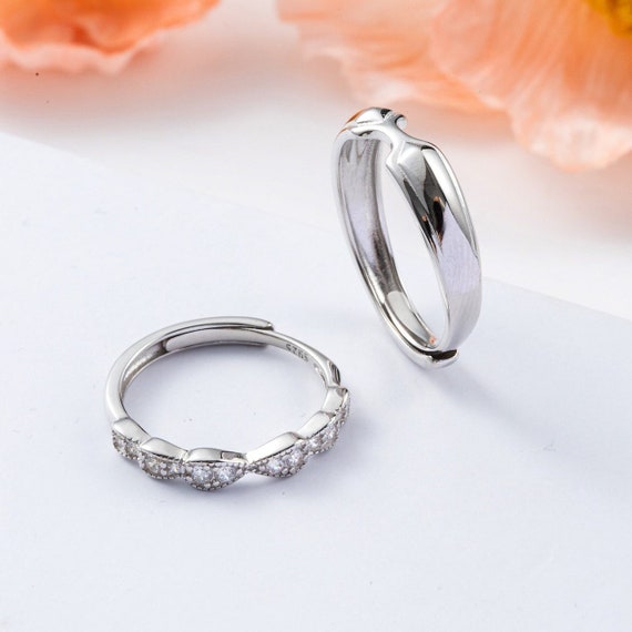 Silver Serenade Heartbeat Duo Couple Ring – University Trendz