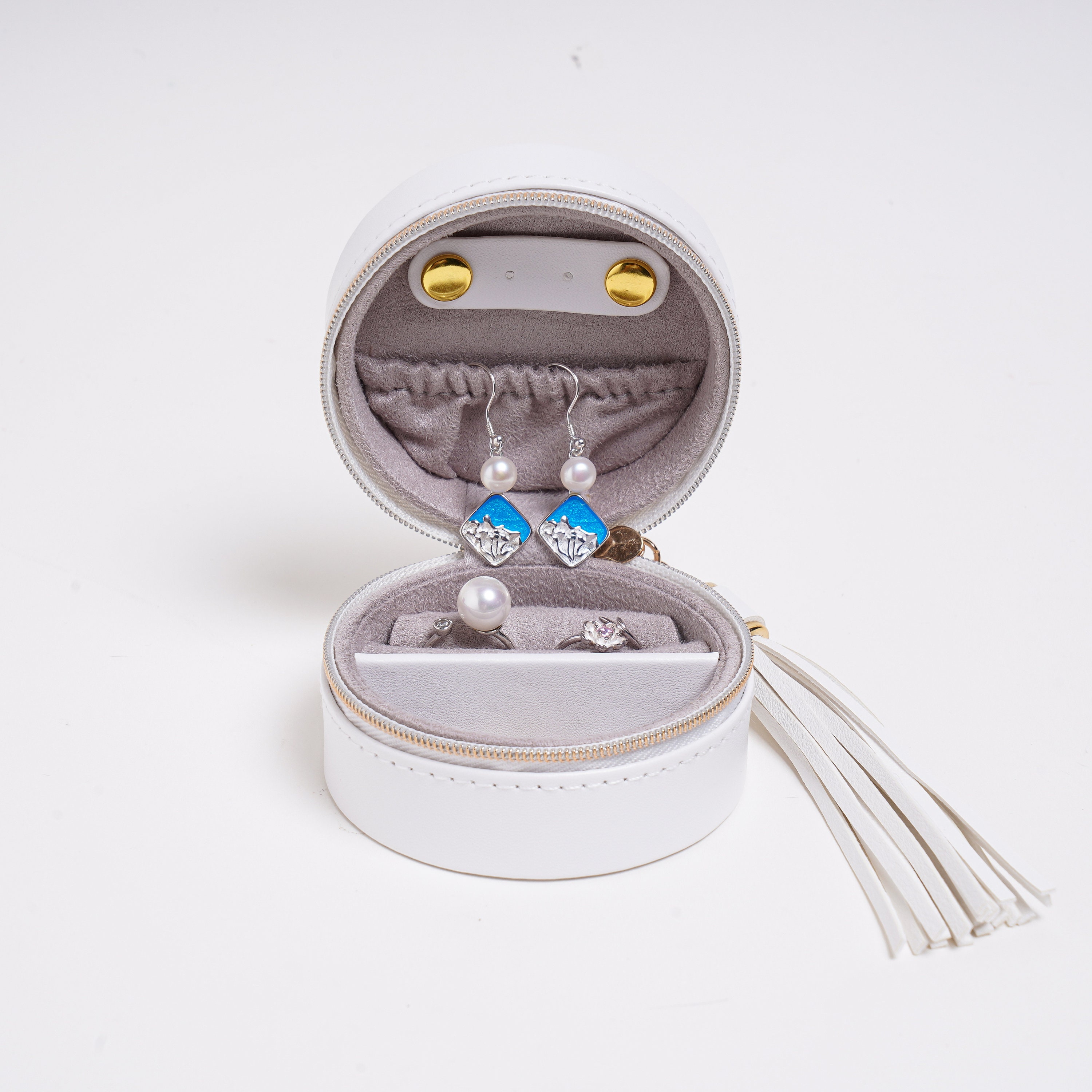 Round Travel Jewelry Box Mini Jewelry Case Luxury Jewelry Etsy UK