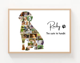 Dog Photo Collage Template, Custom Pet Memorial Gift (Digital Download), Canva frame template