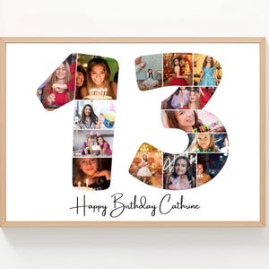 DIY 13th Birthday Photo Collage | Customisable Canva Template | Kids Milestone Poster | Instant Download