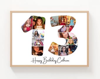 DIY 13th Birthday Photo Collage | Customisable Canva Template | Kids Milestone Poster | Instant Download