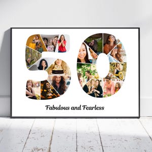 50th Birthday Photo Collage | Customizable Canva Template & Milestone Poster,  Instant Download