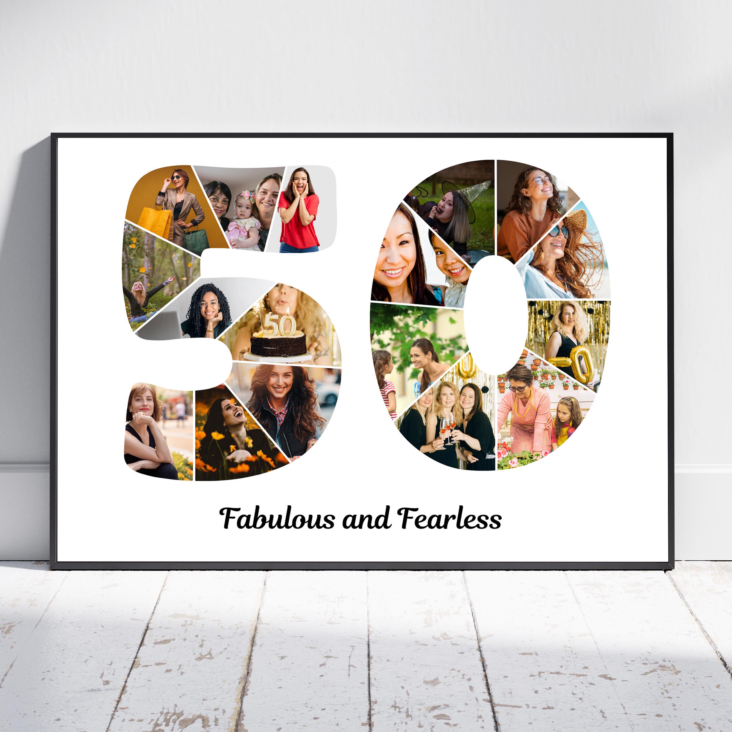 50th Birthday Photo Collage | Customizable Canva Template & Milestone Poster,  Instant Download