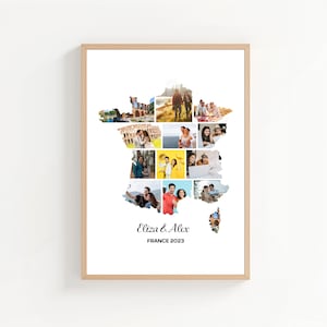 France Map Photo Collage Template: Personalized Travel Keepsake (Digital Download