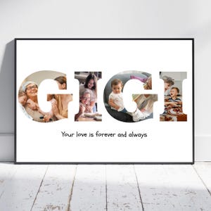 Personalized GIGI Frame, Custom GIGI  Photo Print, Instant Download Template, Collage, Mother&#39;s Day Gift, GIGI Canva frame