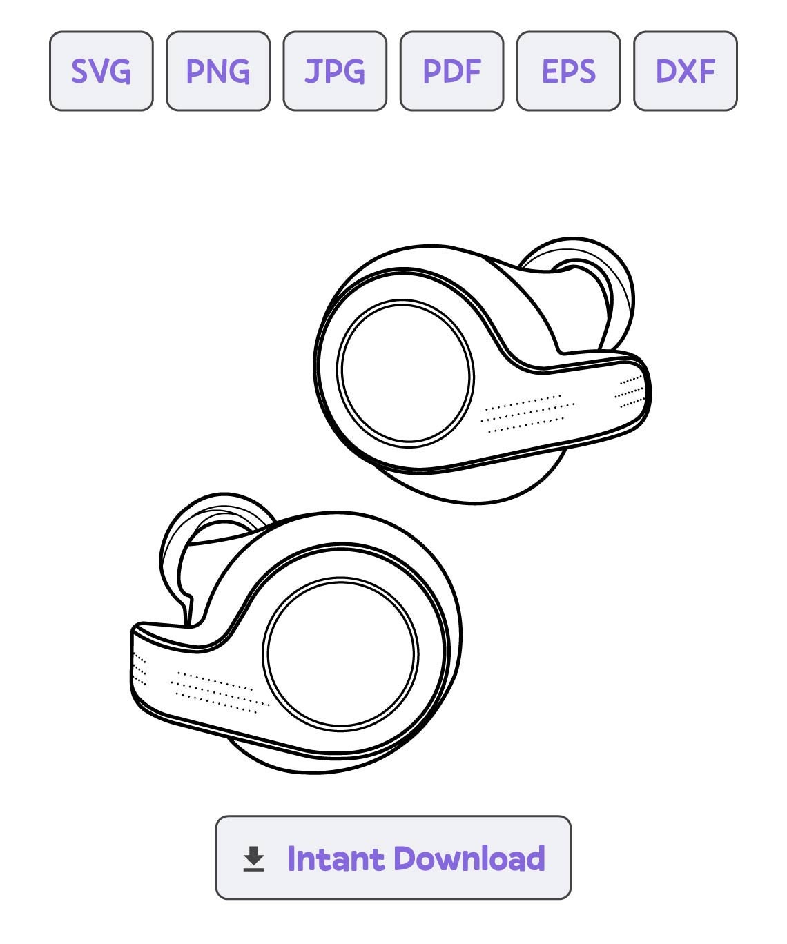 Ear Buds Silhouette SVG, Svg, Dxf, Ear Buds Eps, Cricut, Ear Buds Clipart, Silhouette Cut File