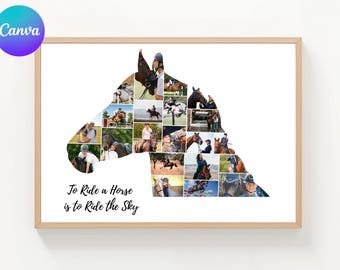 Personalized Horse Photo Collage - Custom Gift for Horse Riders & Horse lovers - Unique Horse Artwork | DIY Gift