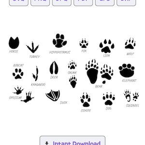 Animal Tracks Silhouette SVG, svg, dxf, Animal Tracks eps, Animal Tracks Cricut, Clipart, AnimalTracks Silhouette Cut File, Instant Download