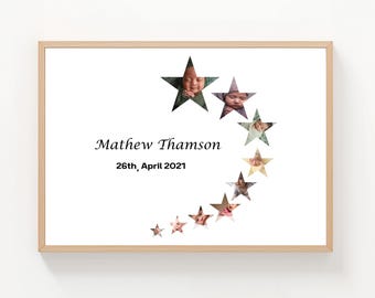 Custom Star Photo Collage Template: Personalized Keepsake (Instant Download)
