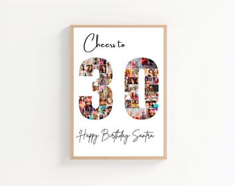 30th Birthday Photo Collage Template: DIY Number Collage (Digital Download)